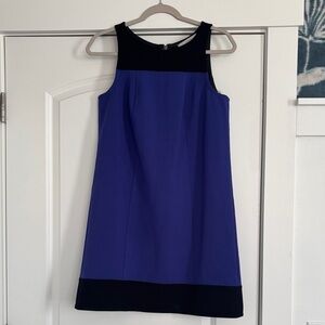 LOFT Blue and Black Colorblock Mini Dress Zip Back